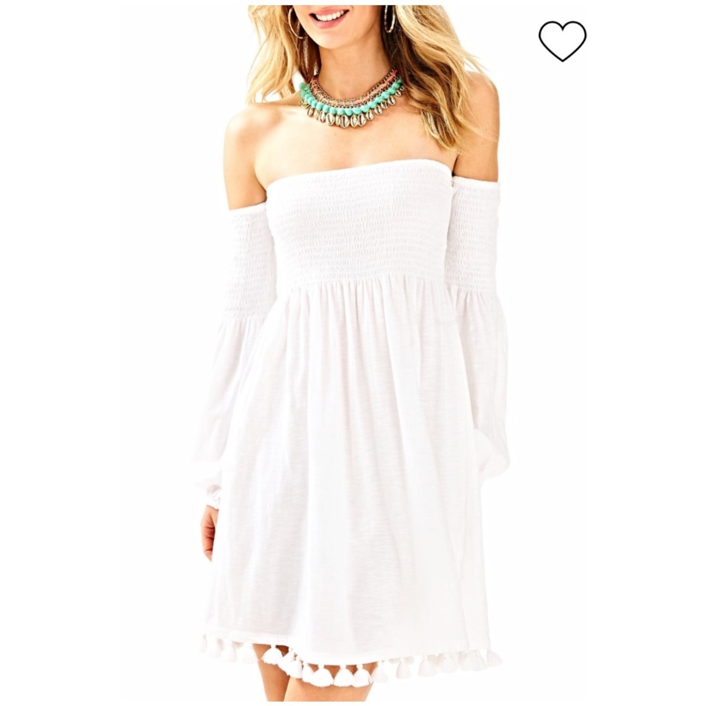 Lilly Pulitzer Trina Off-The-Shoulder WHITE BEACH DRESS SZ Medium - Picture 4 of 14